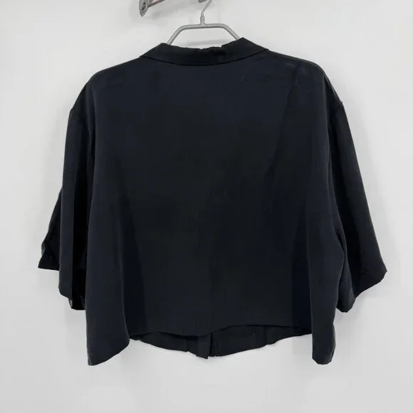 Quince Washable Silk Pajama Button Up Top Size XL Women’s in Black - Picture 6 of 6